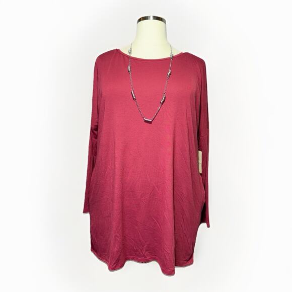 Misia Tops - Misia Tunic Women’s 2X Long Sleeve Top Red Wine Pockets Soft Stretchy Comfort